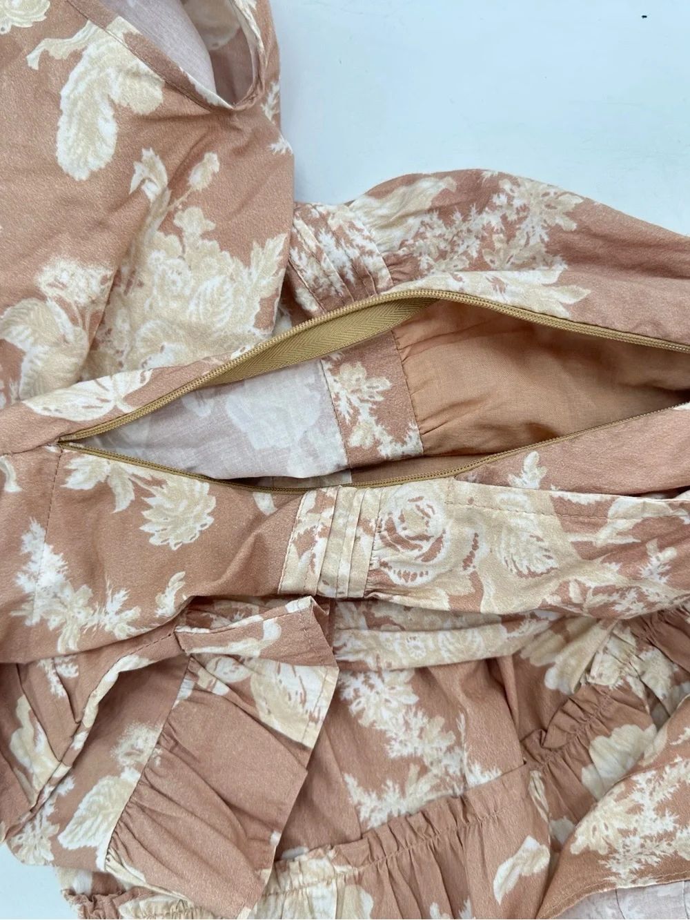 LOVESHACKFANCY Lienzo Mini Dress Floral Espresso Foam Cotton Size 6? - Picture 8 of 12